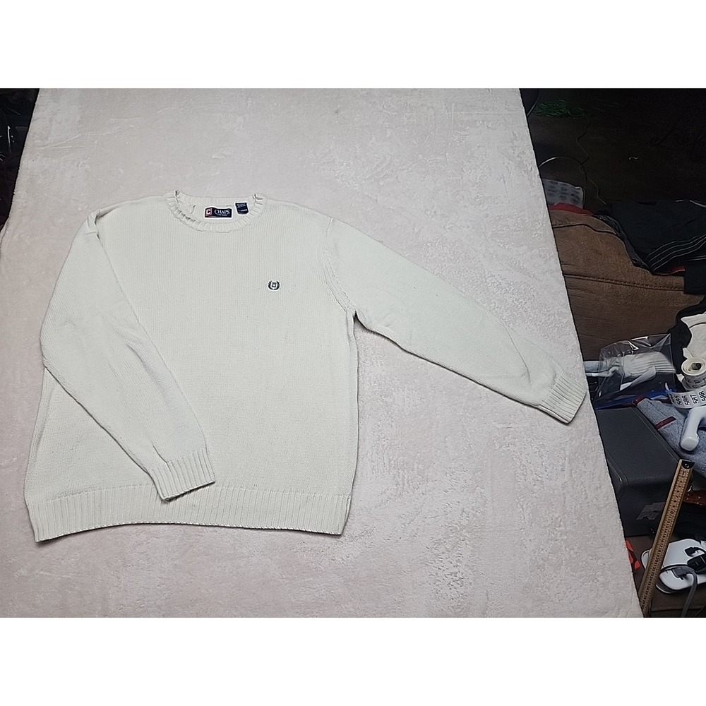 Chaps Men's Long Sleeve White Sweater Xl Pullover